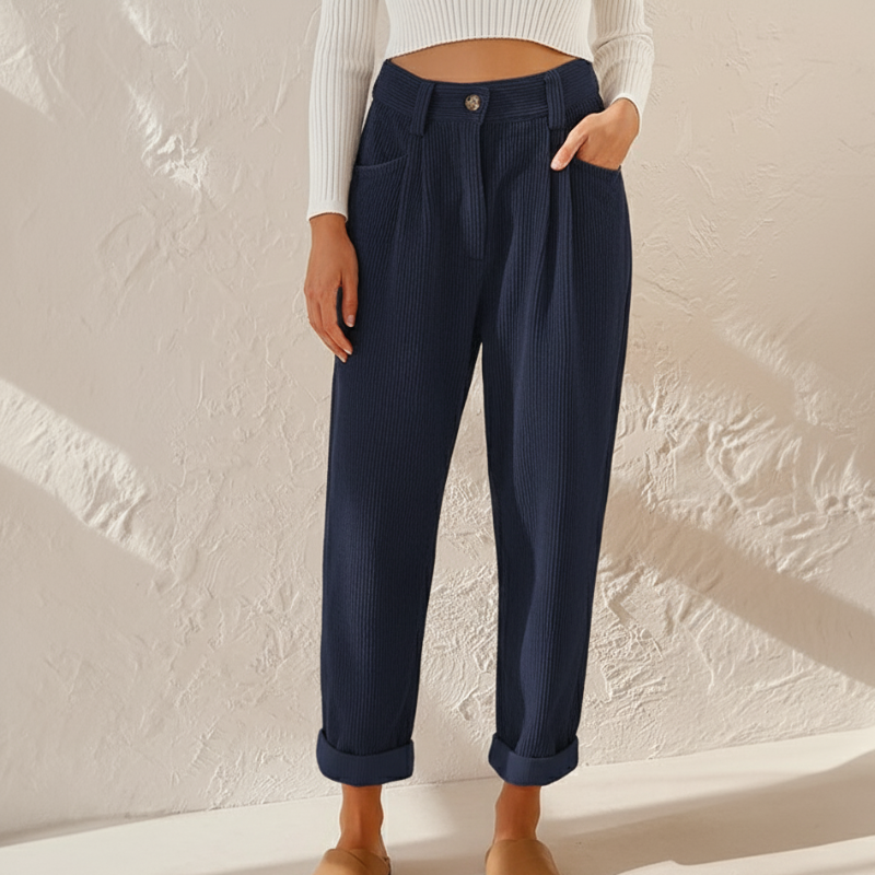 Women's Straight-Leg Trousers – Casual Pants with Elastic Waist