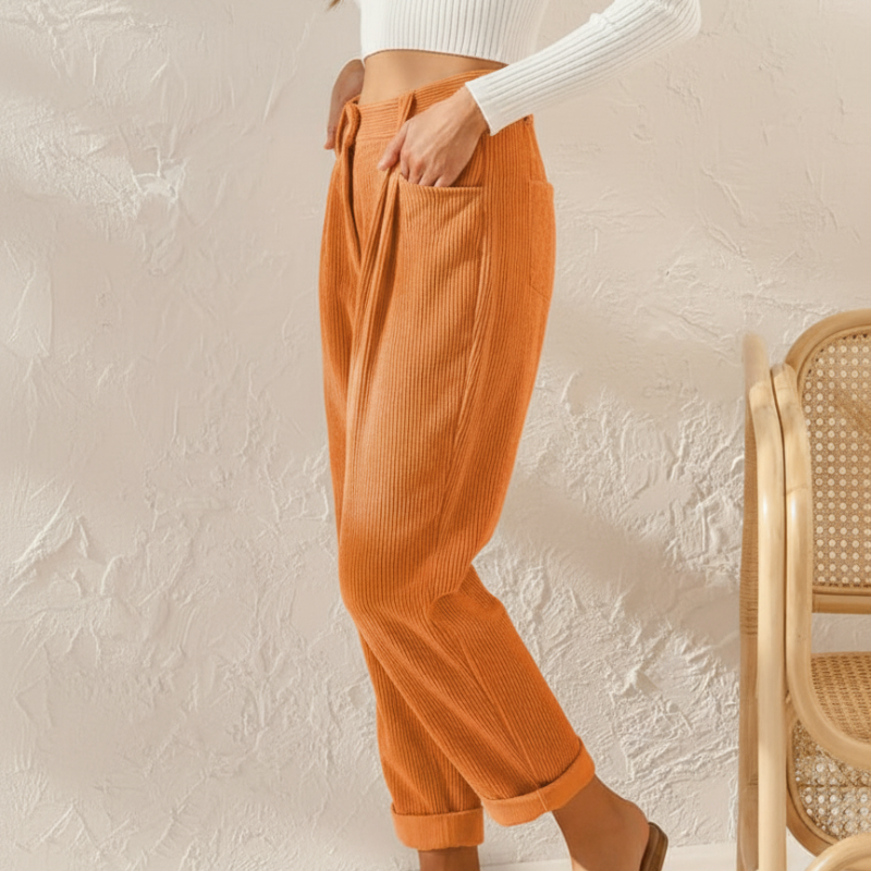 Women's Straight-Leg Trousers – Casual Pants with Elastic Waist