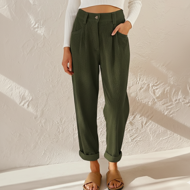 Women's Straight-Leg Trousers – Casual Pants with Elastic Waist