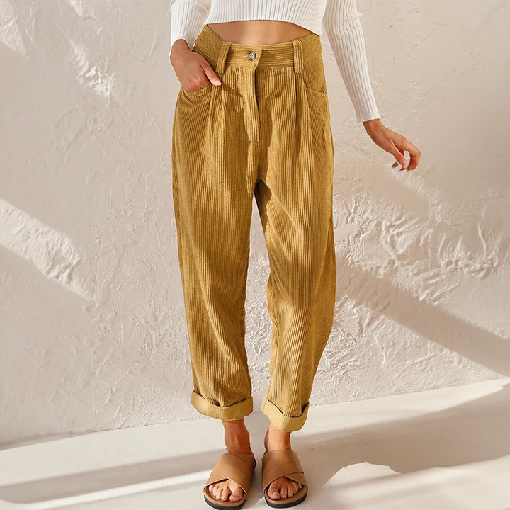 Women's Straight-Leg Trousers – Casual Pants with Elastic Waist