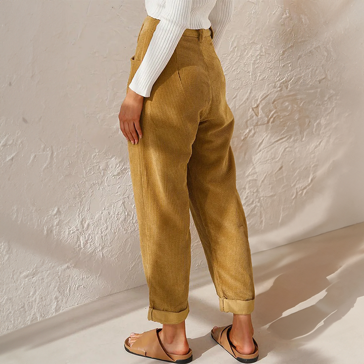 Women's Straight-Leg Trousers – Casual Pants with Elastic Waist