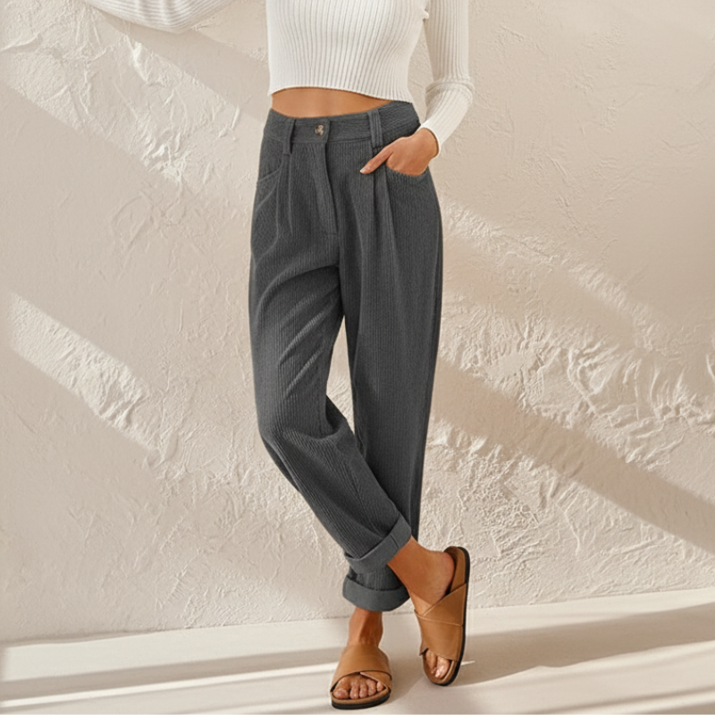Women's Straight-Leg Trousers – Casual Pants with Elastic Waist