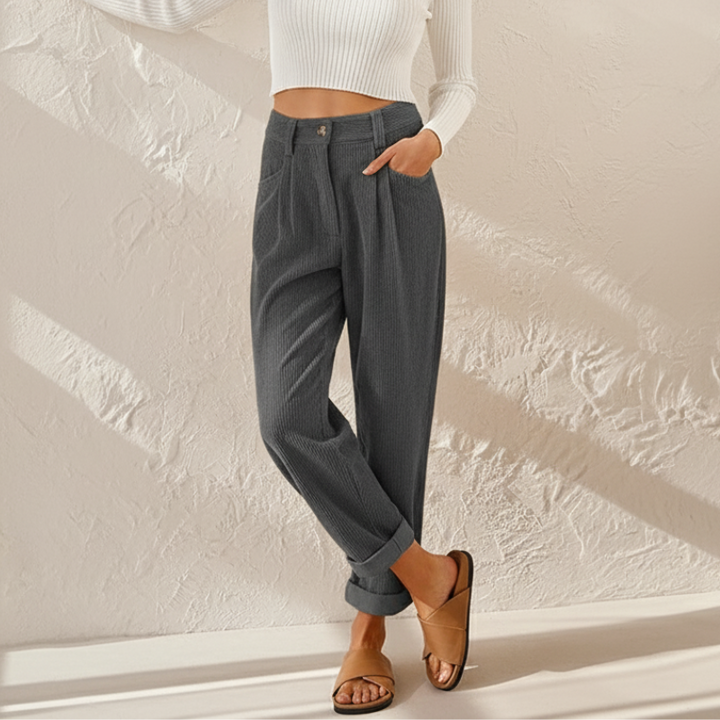 Women's Straight-Leg Trousers – Casual Pants with Elastic Waist