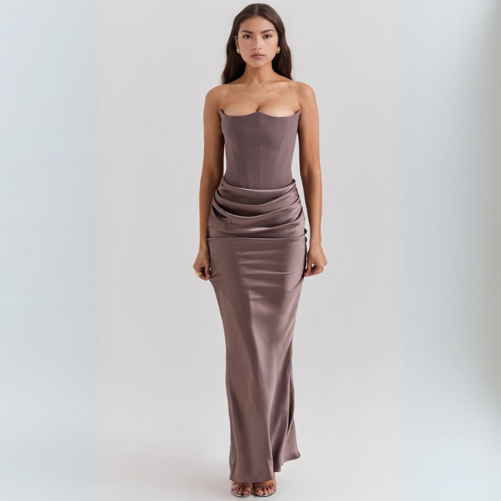 Women's Strapless Corset Gown Dress - Maxi