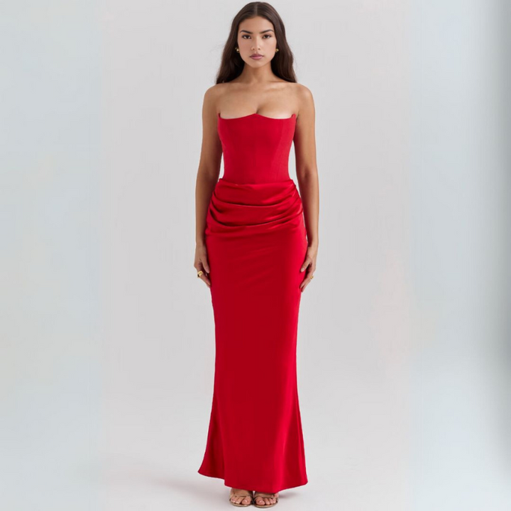 Women's Strapless Corset Gown Dress - Maxi
