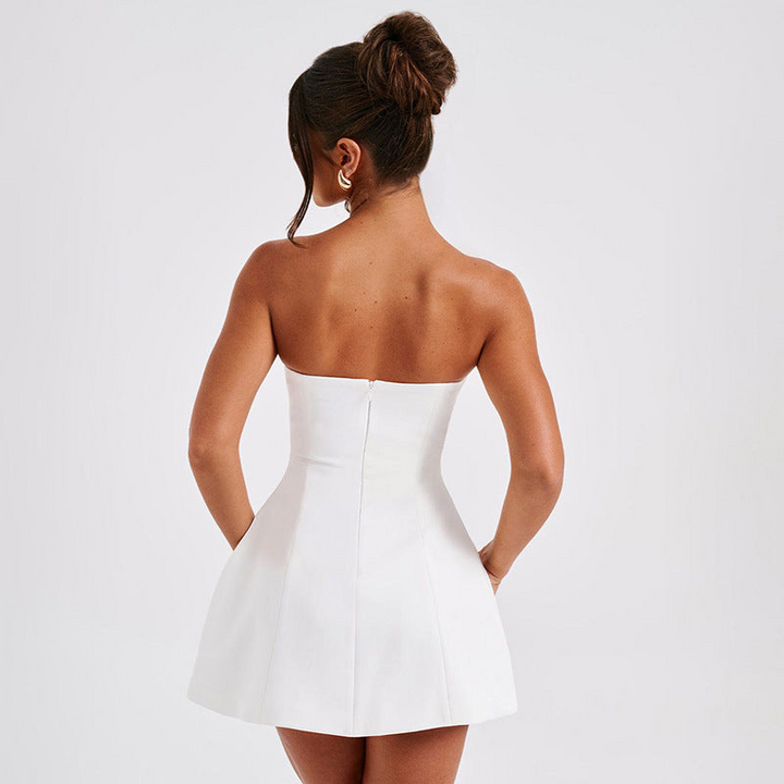 Women's Strapless Mini Cocktail Dress A-Line Flared Style