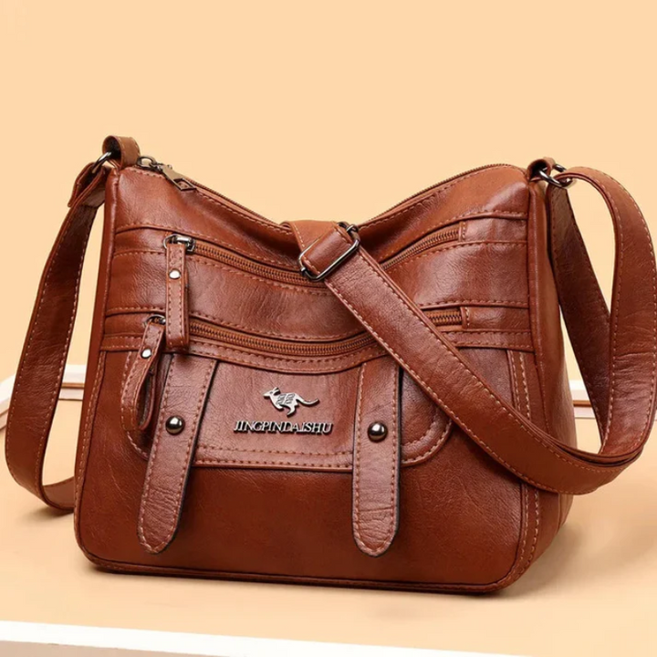 Women's Structured Leather Handbag - Retro Style