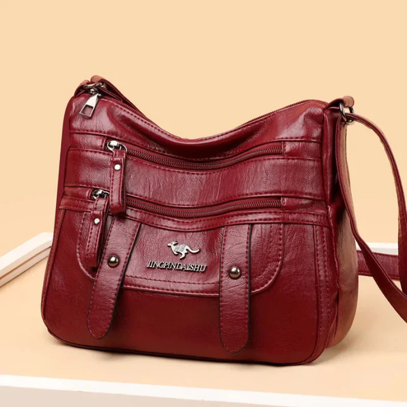 Women's Structured Leather Handbag - Retro Style