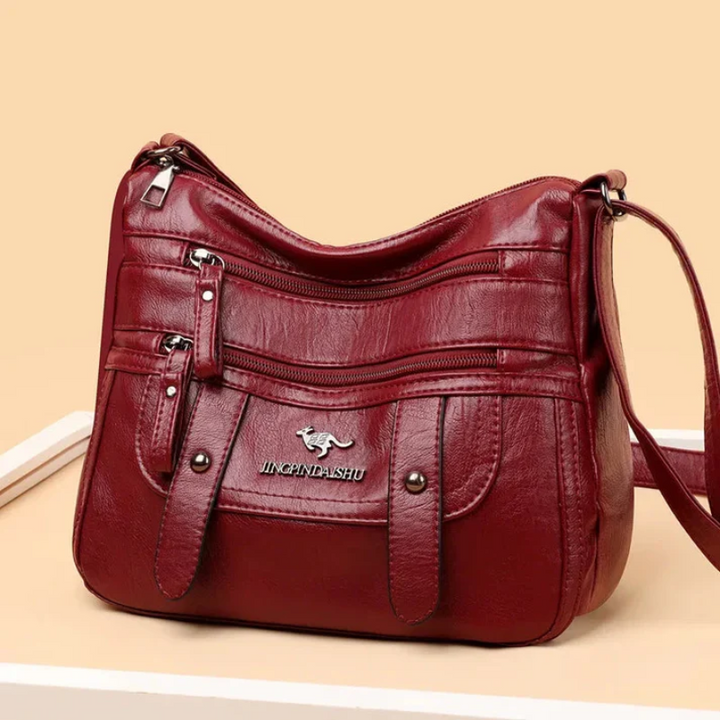 Women's Structured Leather Handbag - Retro Style