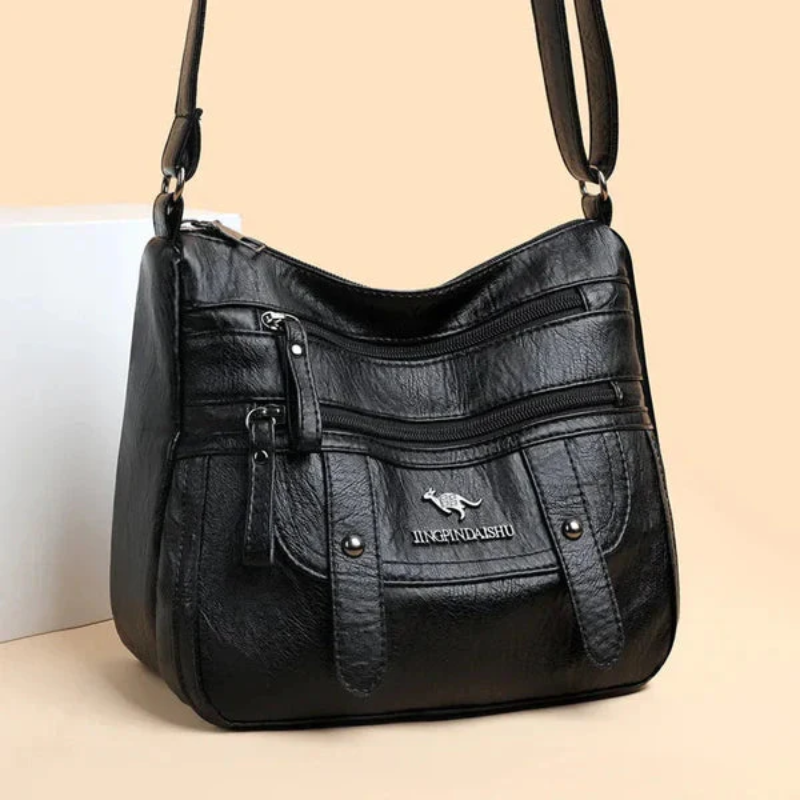 Women's Structured Leather Handbag - Retro Style