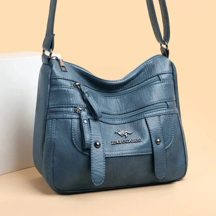 Women's Structured Leather Handbag - Retro Style