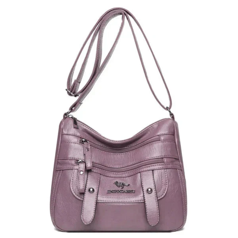 Women's Structured Leather Handbag - Retro Style