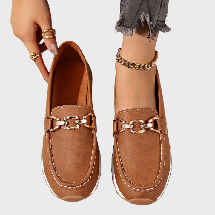 Women's Suede Loafers with Chain Detail