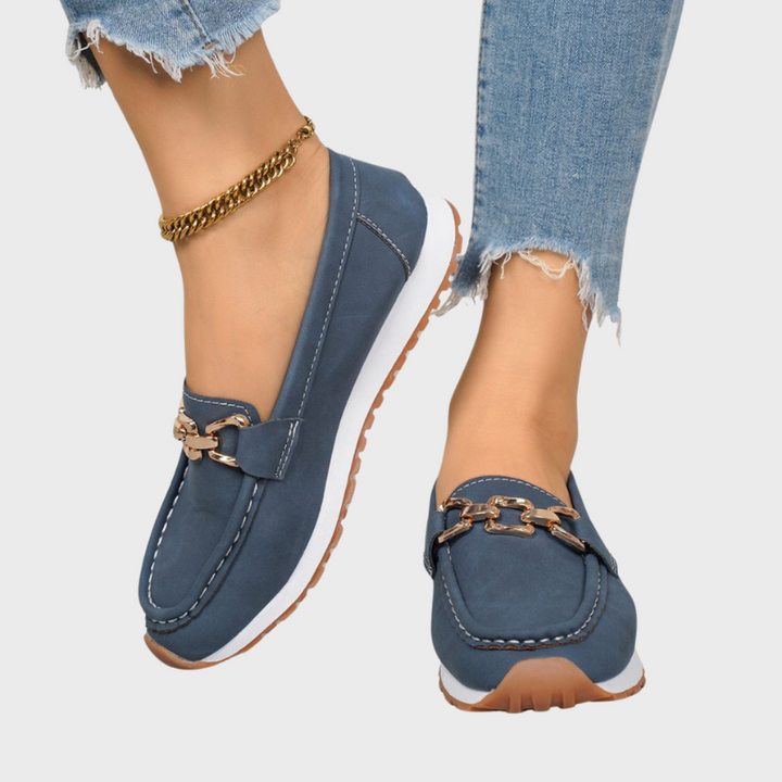 Women's Suede Loafers with Chain Detail
