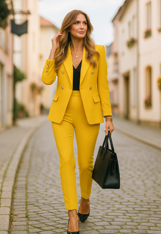 Women's Suit Blazer and Trousers Set - Elegant Pant Suits