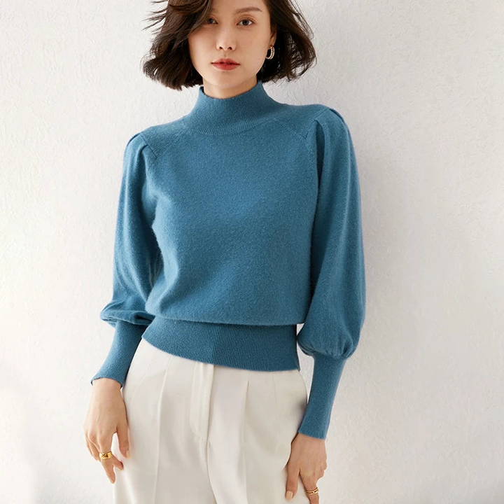 Women's Sweater Pullover with High-Neck Design