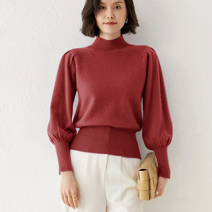Women's Sweater Pullover with High-Neck Design