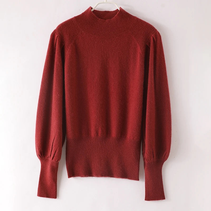 Women's Sweater Pullover with High-Neck Design
