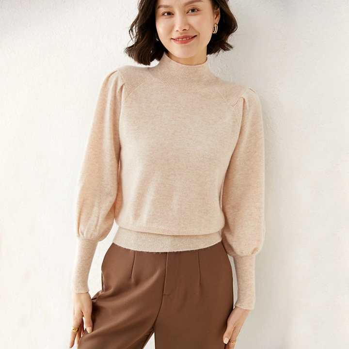 Women's Sweater Pullover with High-Neck Design