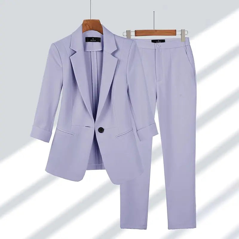 Women's Tailored Set, Blazer and Trousers Suit - Structured Fit