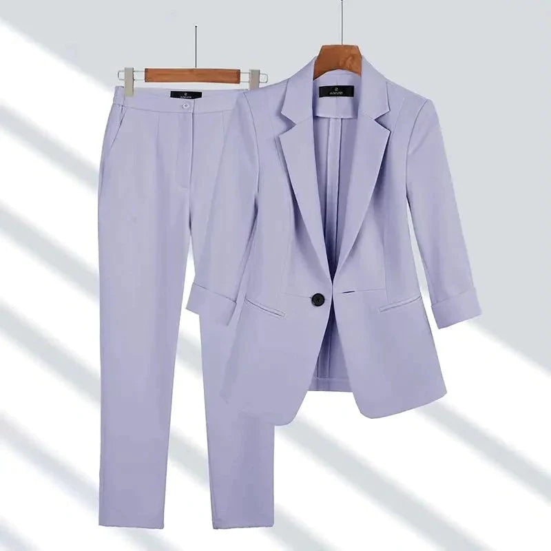 Women's Tailored Set, Blazer and Trousers Suit - Structured Fit