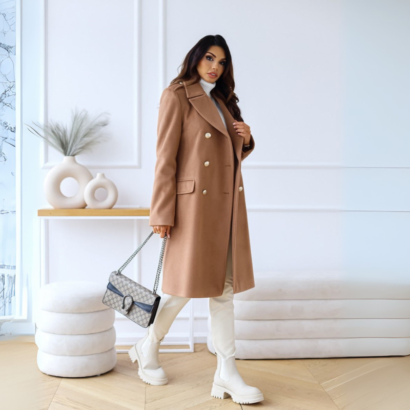Women's Trench Coat – Double-Breasted Classic Longline Style
