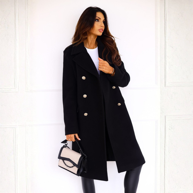 Women's Trench Coat – Double-Breasted Classic Longline Style