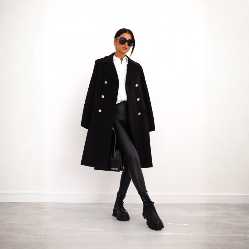 Women's Trench Coat – Double-Breasted Classic Longline Style