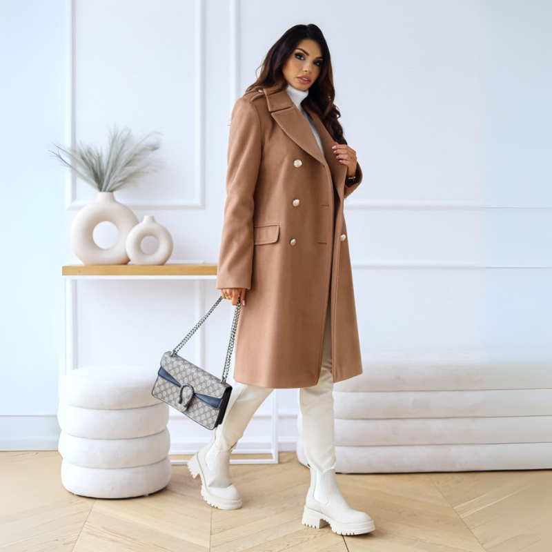 Women's Trench Coat – Double-Breasted Elegant Winter Style