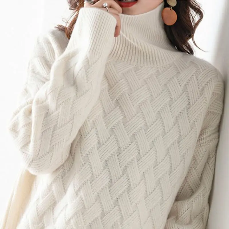 Women's Turtleneck Knit Sweater - Cosy Style