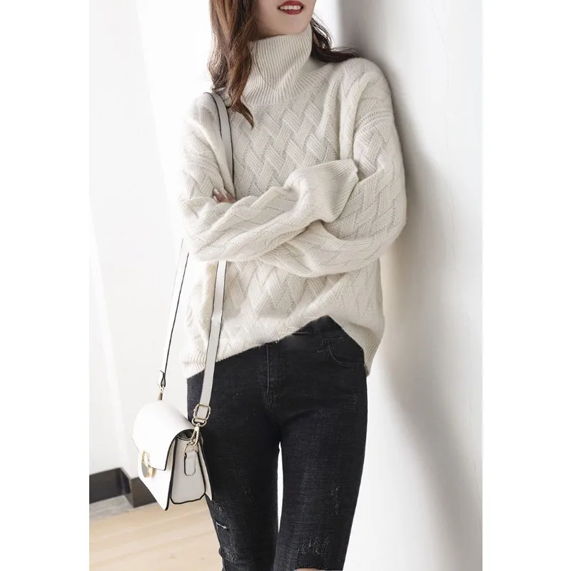 Women's Turtleneck Knit Sweater - Cosy Style
