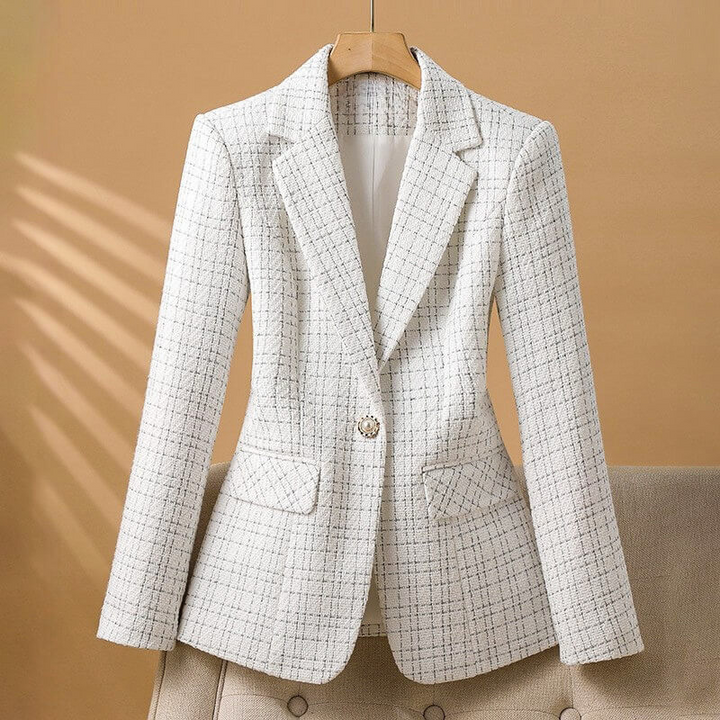 Women's Tweed Blazer with Pearl Button Detail