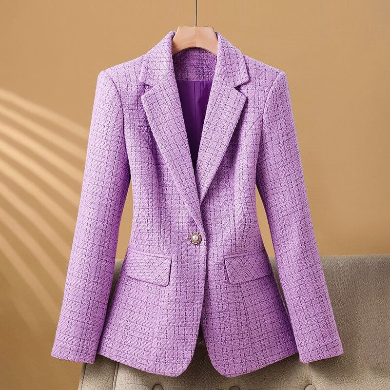 Women's Tweed Blazer with Pearl Button Detail