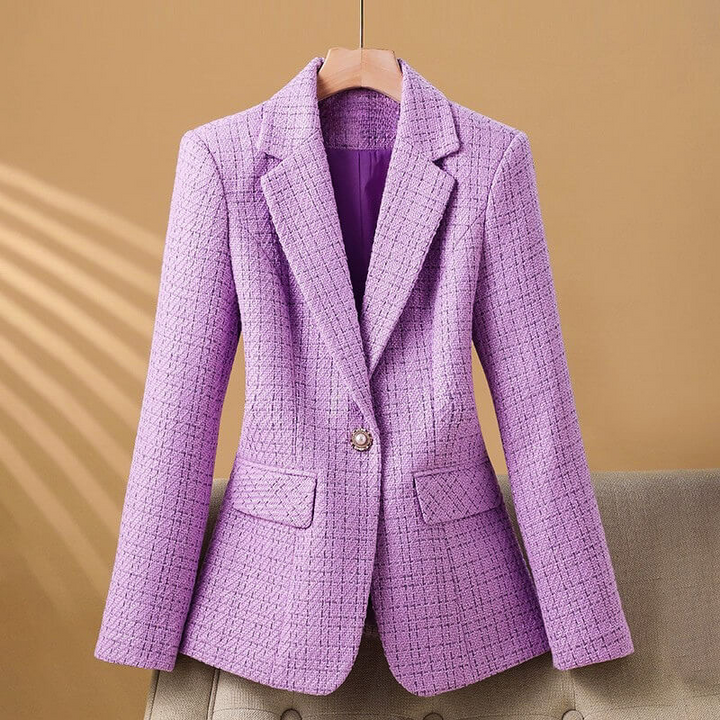 Women's Tweed Blazer with Pearl Button Detail