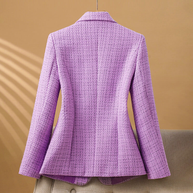 Women's Tweed Blazer with Pearl Button Detail