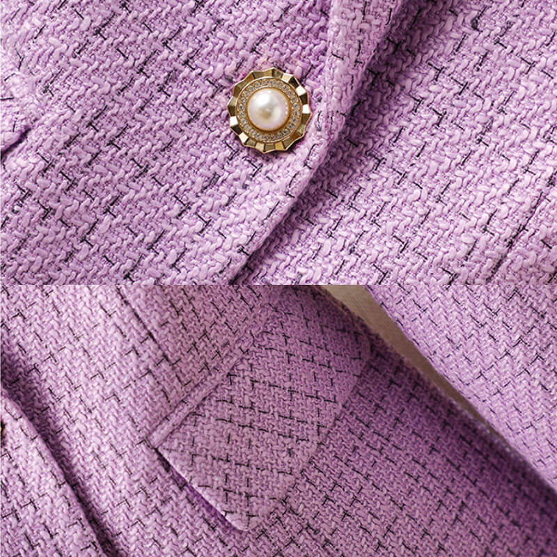 Women's Tweed Blazer with Pearl Button Detail