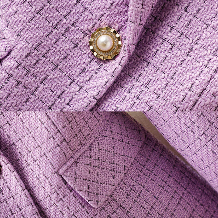 Women's Tweed Blazer with Pearl Button Detail
