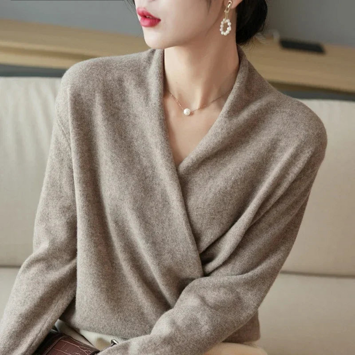 Women's V-Neck Knit Sweater for Layering
