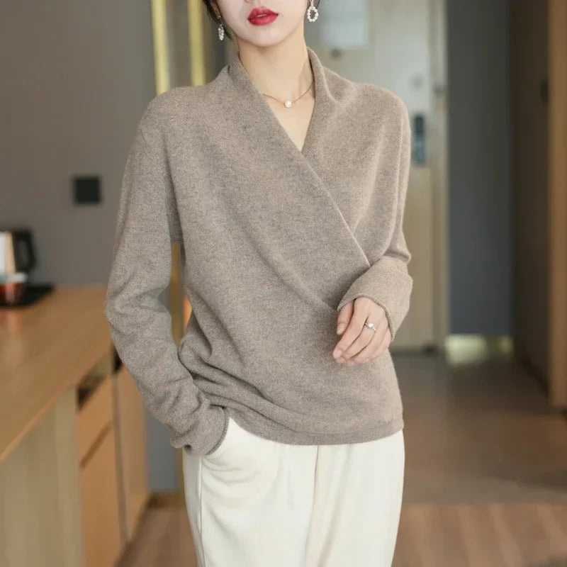 Women's V-Neck Knit Sweater for Layering