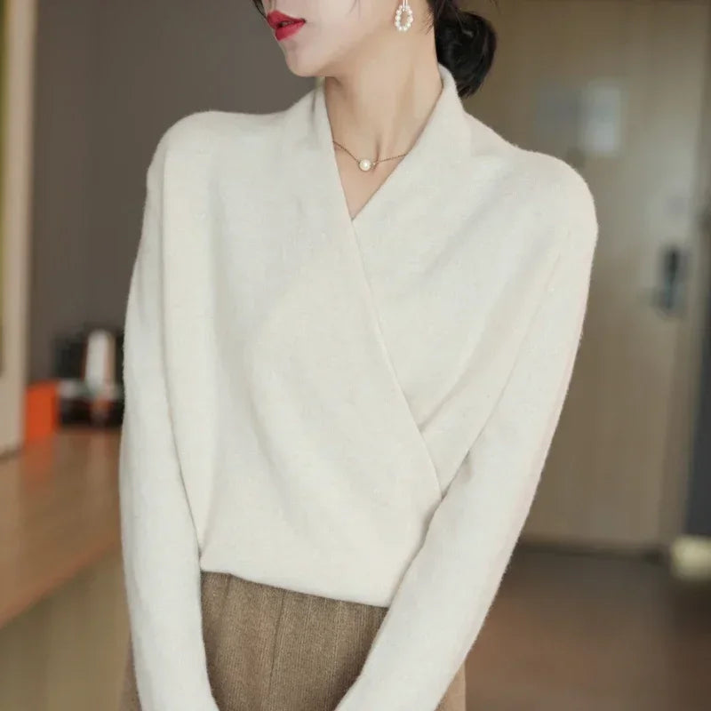 Women's V-Neck Knit Sweater for Layering