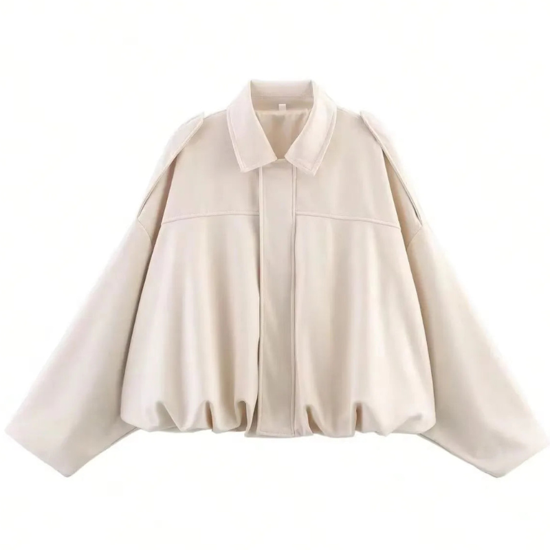 Women's Vintage Bomber Jacket – Casual Loose Fit with Zipper