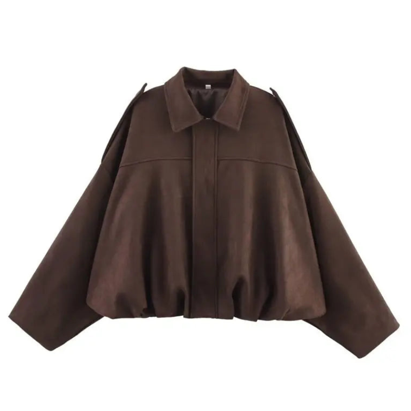 Women's Vintage Bomber Jacket – Casual Loose Fit with Zipper