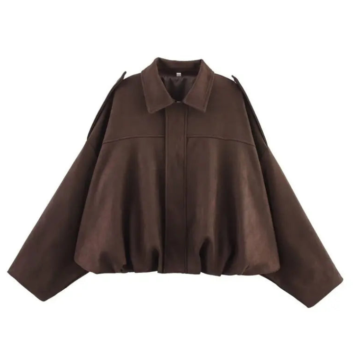 Women's Vintage Bomber Jacket – Casual Loose Fit with Zipper