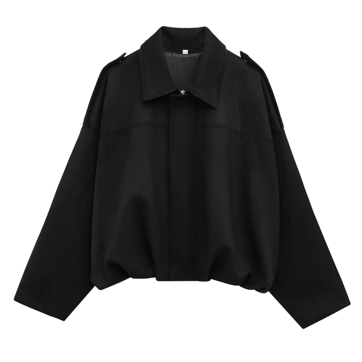 Women's Vintage Bomber Jacket – Casual Loose Fit with Zipper