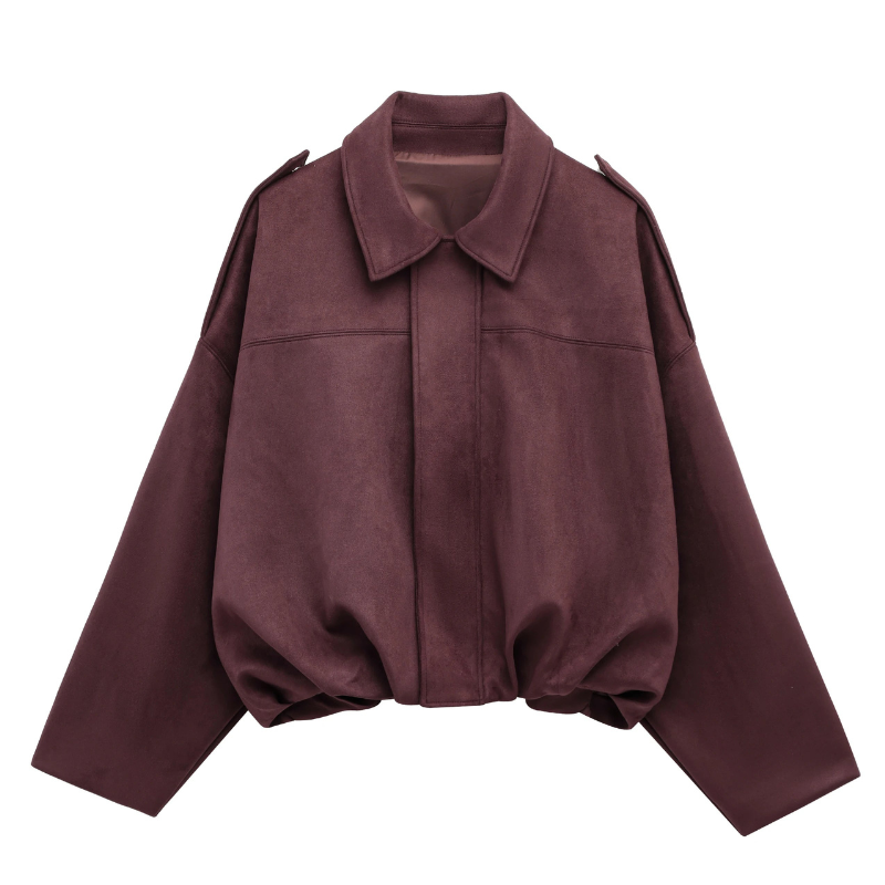Women's Vintage Bomber Jacket – Casual Loose Fit with Zipper
