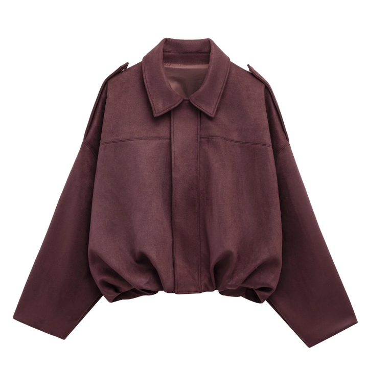 Women's Vintage Bomber Jacket – Casual Loose Fit with Zipper