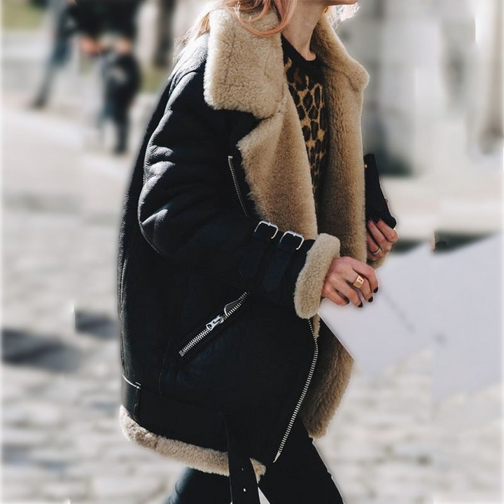 Women's Winter Aviator Jacket with Adjustable Buckles