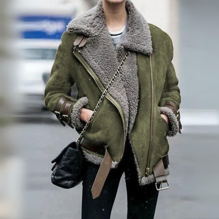 Women's Winter Aviator Jacket with Adjustable Buckles