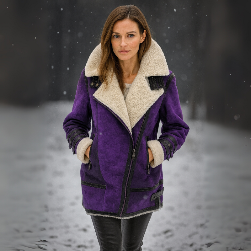 Women's Winter Aviator Jacket with Shearling Lining