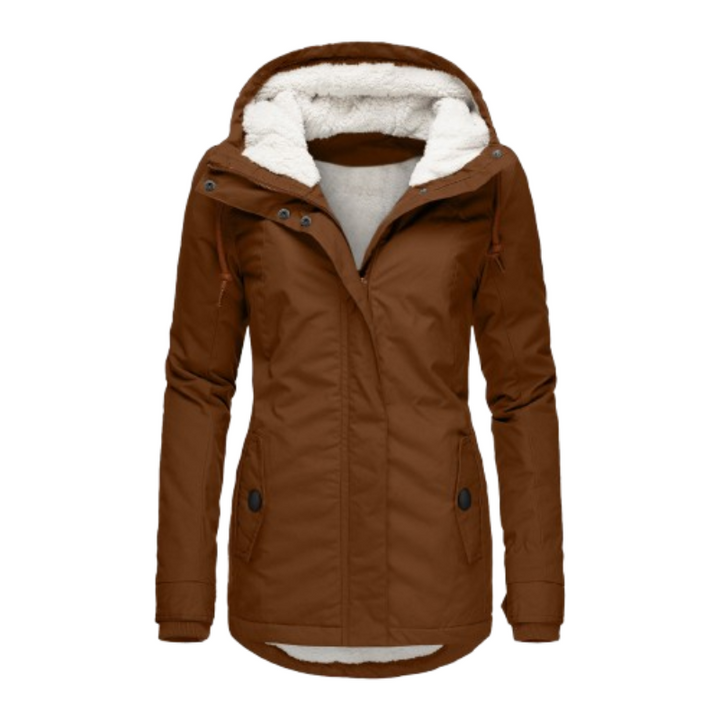 Women's Winter Parka Jacket with Sherpa Lining and Adjustable Hood